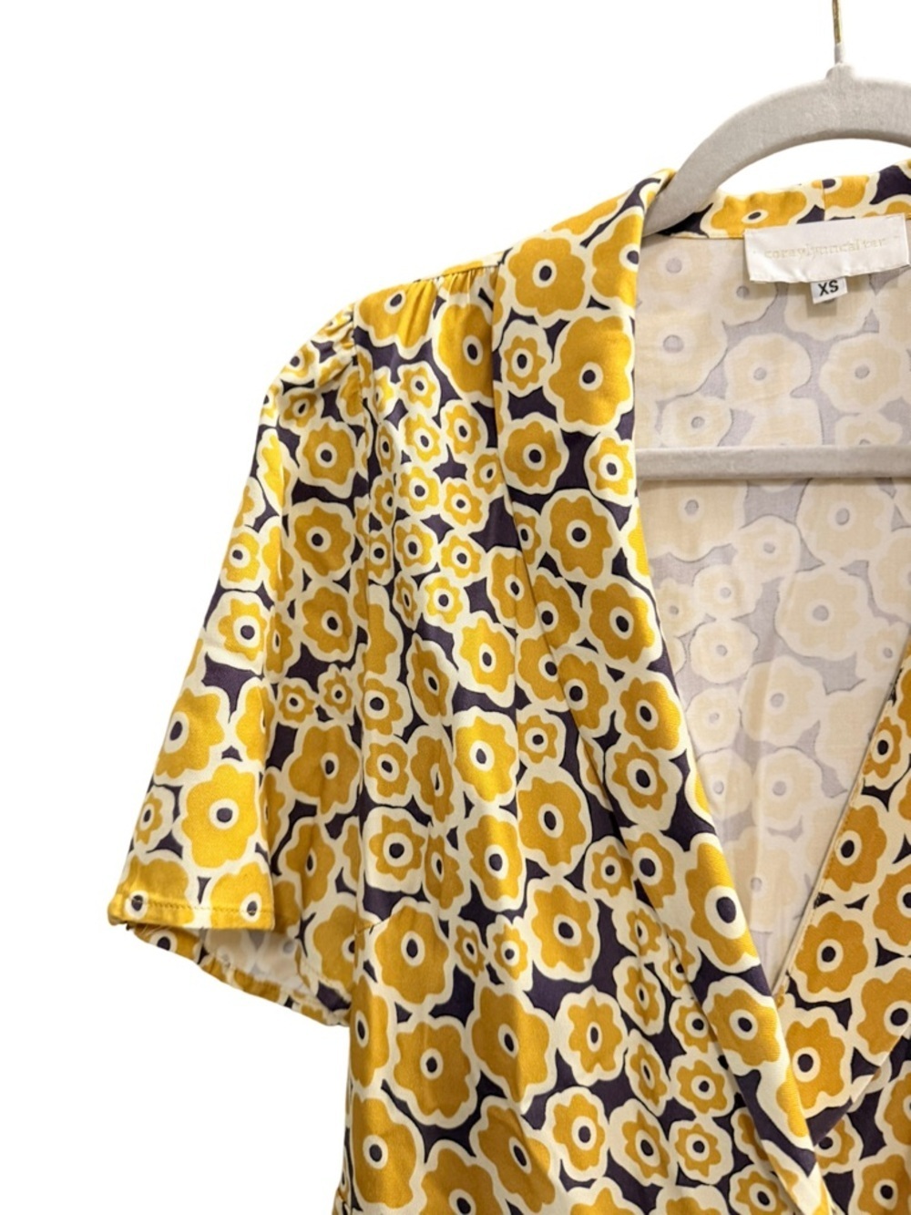 Anthropologie Corey Lynn Calter Floral Wrap Mini Dress Yellow Purple Size XS - Picture 5 of 10